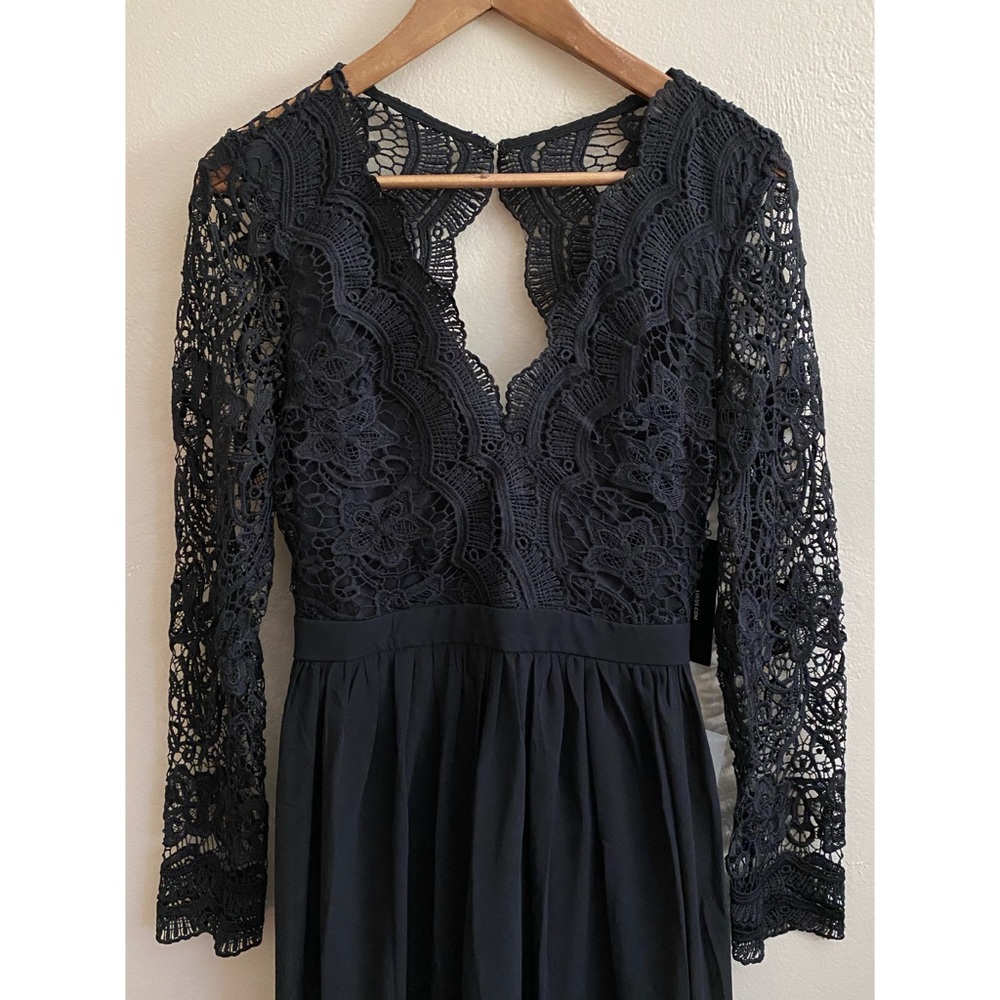 Long Sleeve Lace Maxi Dress - Black
